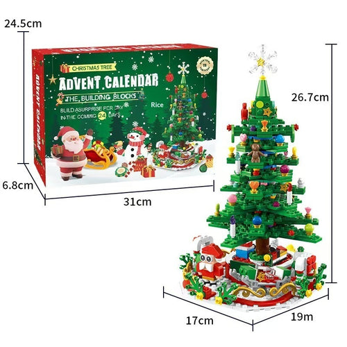 Christmas Tree Advent Calendar Building Blocks – 24-Day Surprise Countdown
