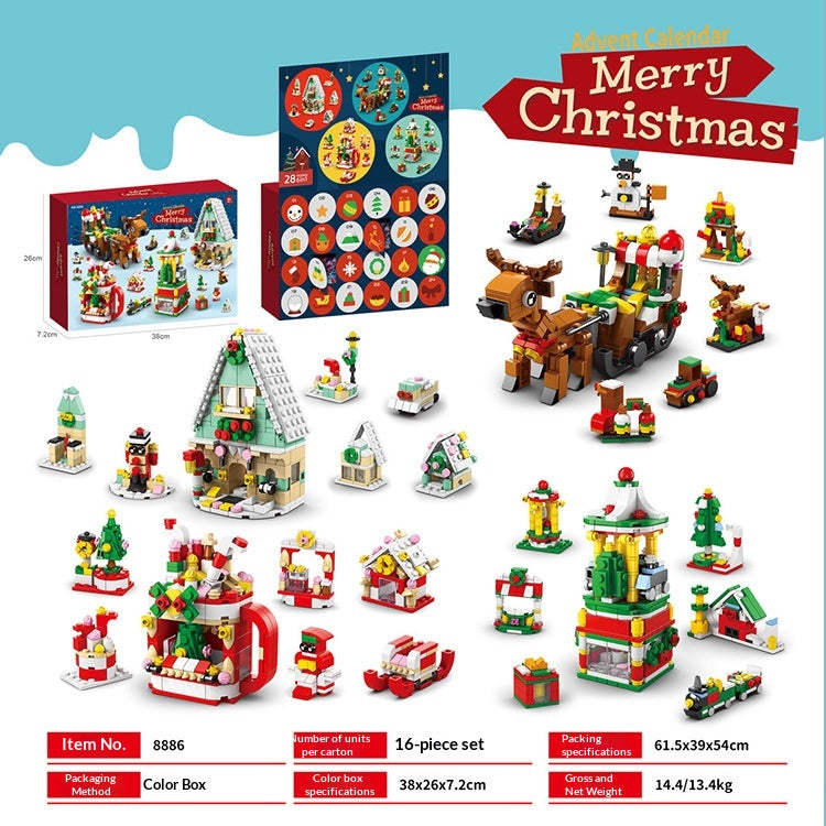 Christmas Village Advent Calendar Building Blocks – 24-Day Surprise Countdown