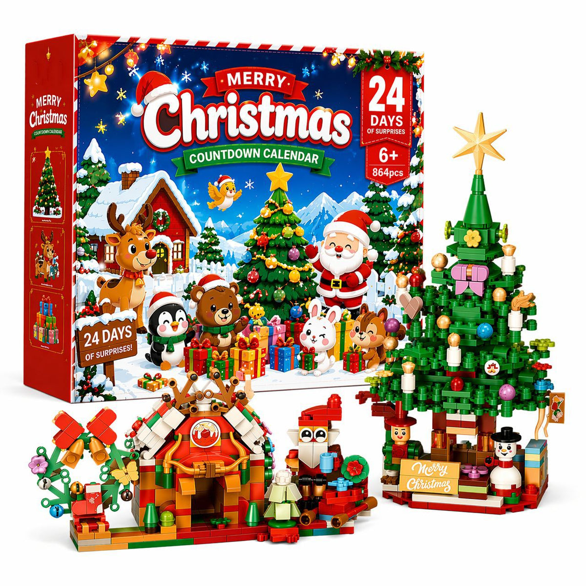 Christmas Village Advent Calendar Building Blocks – 24-Day Surprise Countdown