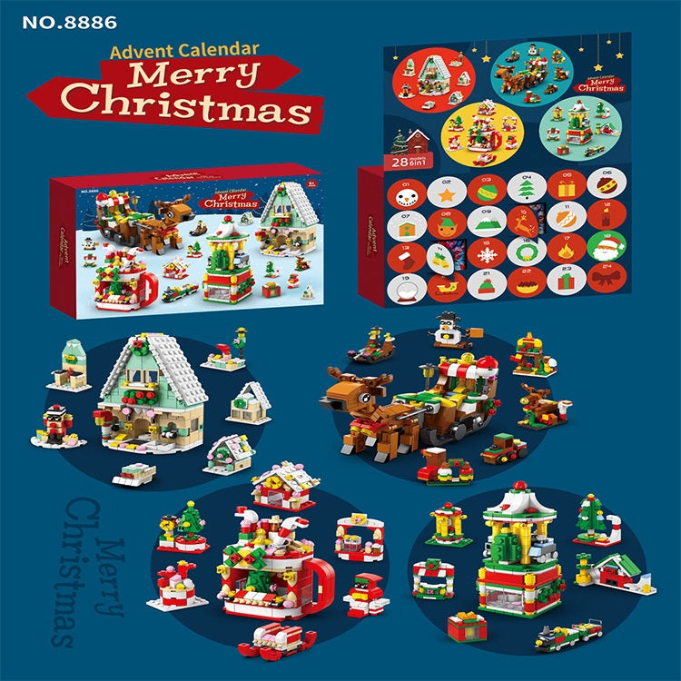 Christmas Village Advent Calendar Building Blocks – 24-Day Surprise Countdown