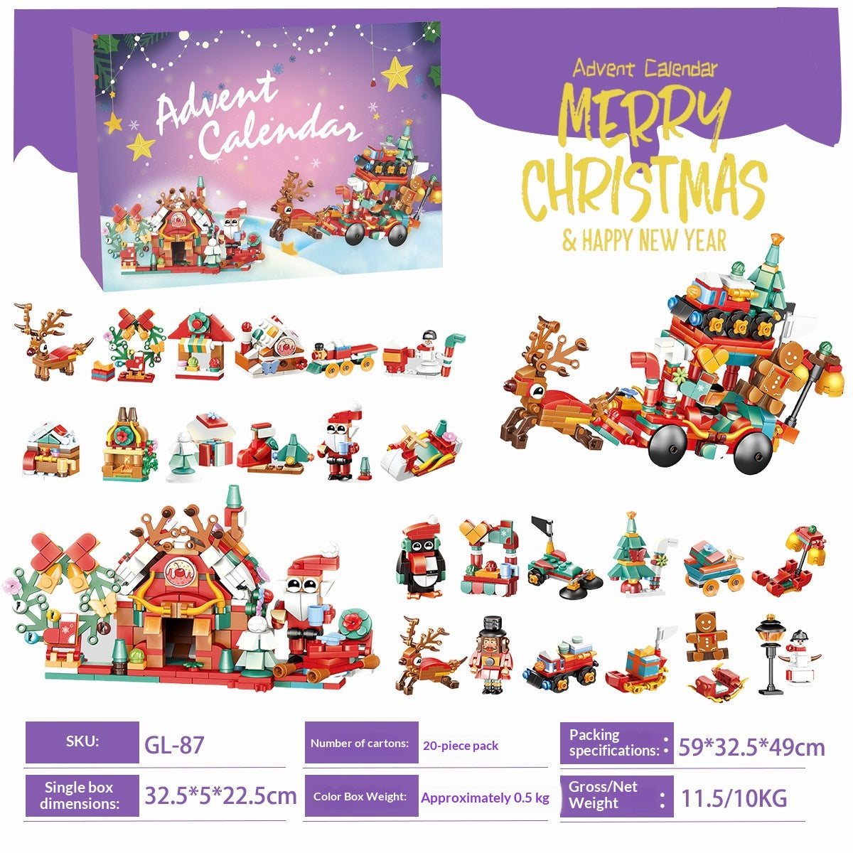 Christmas Village Advent Calendar Building Blocks – 24-Day Surprise Countdown